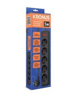Сетевой фильтр KRONUS 5 розеток ПВС 3*1,0 мм2, мощность 2200 Вт, ток 10А, 5 м, чёрный (NF-5-5-b) (1/35)