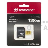 Карта памяти 128 Гб MicroSD Transcend 500S UHS-I U1  + SD адаптер, MLC Карта памяти 128 Гб MicroSD Transcend 500S UHS-I U1  + SD адаптер, MLC